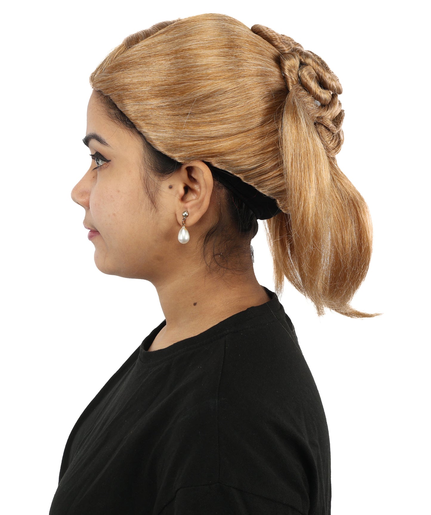 HPO Women's Elegant Braided Updo Brown Wig | Flame-Retardant Synthetic Fiber With Capless Cap | Ideal For Theater, Halloween And Cosplay
