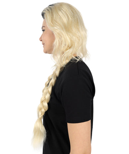 HPO Adult Women Sabrina Carpenter-Inspired Black and Blonde Wig with Braids - Perfect for  & Costumes, Long Synthetic Hair with Adjustable Cap for Comfort & Style, Halloween, & Themed Parties