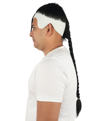HPO Adult Men's Men's Adhesive Front Military Wig | Multicolor Options | Dark High and Tight Style with Glue-On Sideburns, Synthetic Fiber & Realistic Hairline | Halloween, Sci-Fi Roleplay, Special Effects Makeup & Costume Events