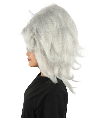 HPO Adult Women's Long Red Bob Wig | Straight Shoulder-Length Black Hair with Blunt Bangs, Included Accessory Set & Breathable Cap | Halloween, Anime Roleplay, Costume Party & Daily Wear