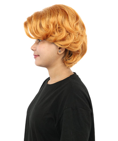 HPO Women's Curly Ginger-Inspired Wig | Voluminous Orange Afro Curly Hairstyle | Synthetic Hairpiece for Cosplay, Halloween, Parties, Stage & Roleplay