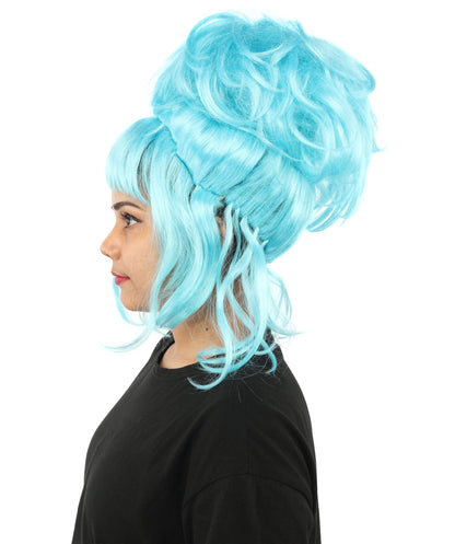 HPO Adult Women's Elegant Updo Tendril Wig | Multiple Color Options | Pastel peach hue, create of synthetic fiber, high teased volume with face-framing strands, breathable capless cap | Party, Halloween, theater, drag, performance, costume events