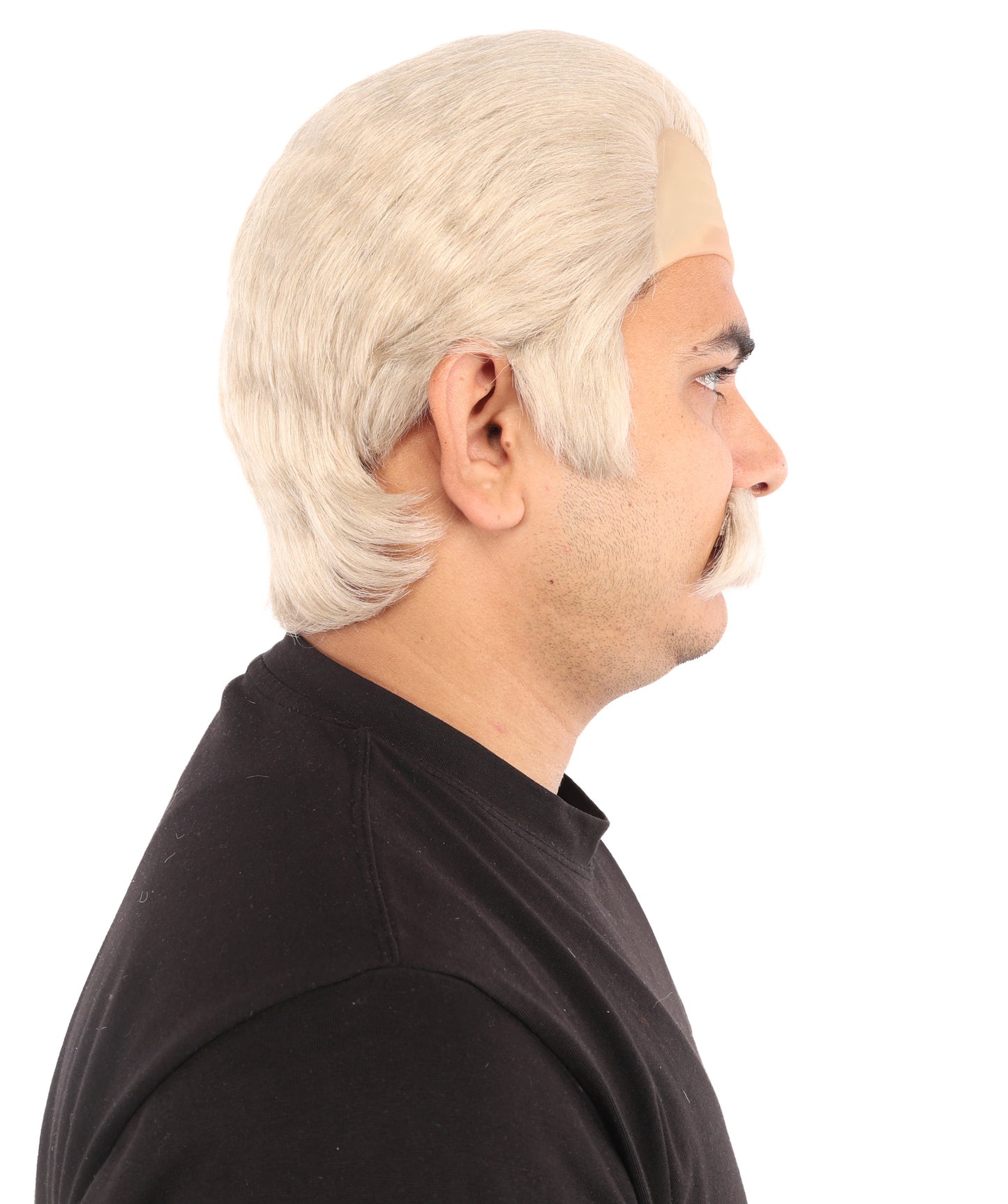 HPO Men’s Blonde Wig and Moustache Set | Short Combed Costume Hair for Book Day, Cosplay & Theatre | Synthetic Fiber Accessories