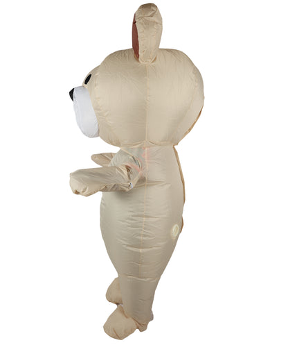 HPO Adult Teddy Bear Costume with Plush Multicolor Bodysuit, Attached Hood, and Cute Ears – Cozy and Fun Animal Outfit for Halloween, Parties & Events