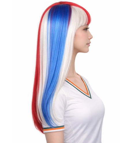 Costa Rica Flag Sport Party Long Bob Wig | Premium Breathable Capless Cap
