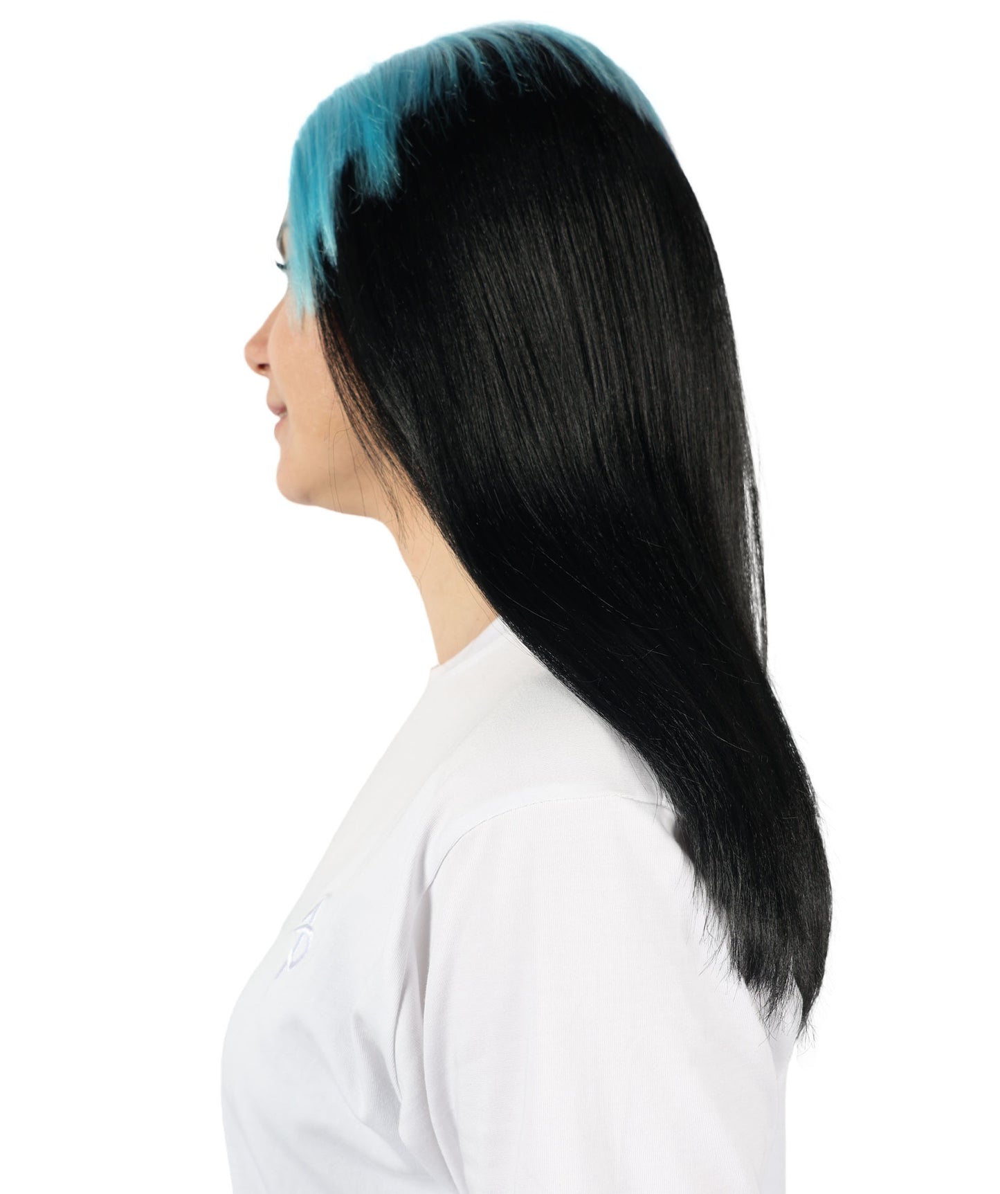 Billie Pop 80's Mullet | Black Wig with Neon Green Roots and Choppy Bangs | Premium Halloween Wig