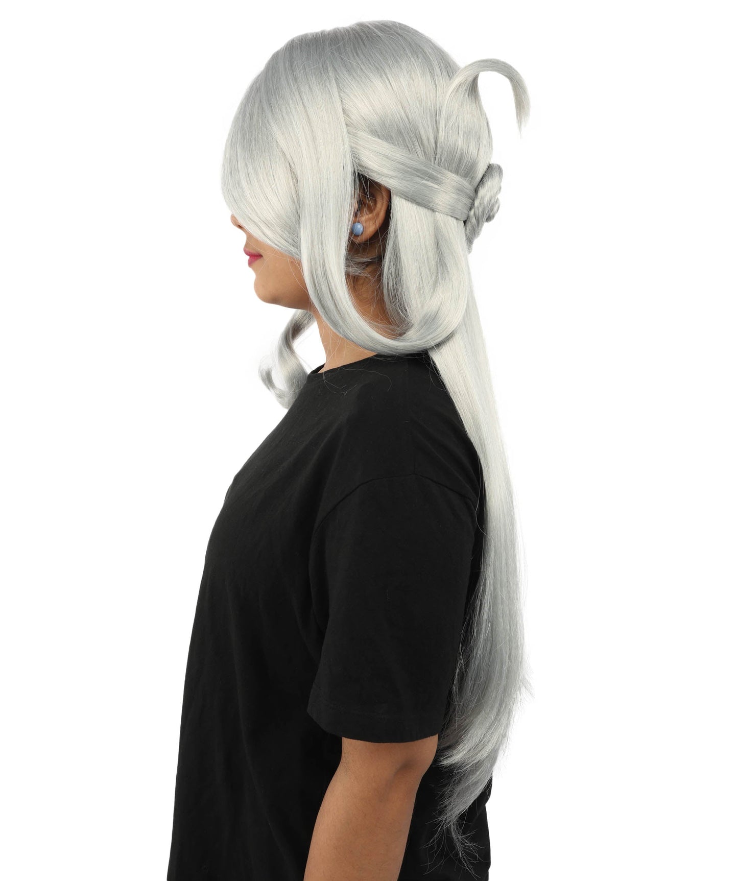 HPO Adult Women's Anime Character Wig | Multiple Color Options | Synthetic Fiber with Side Swept Bangs and Top Tuft | Halloween Party and Comic Con Events