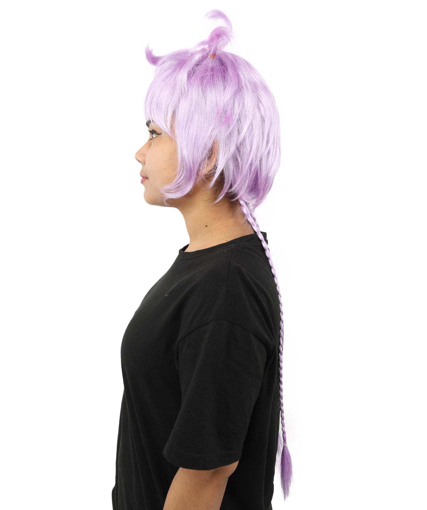 HPO Adult Women's Animal Ear Braided Wig | Multiple Color Options | Synthetic fiber, short bob with sculpted ears and long micro-braids, breathable base | Party, Halloween, theater, drag, performance, costume events