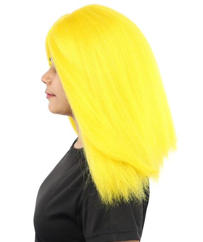 HPO Adult Women's Long Rounded Cartoon Hair Wig | Multiple Color Options | Bubble Bob, Deep Side Part, Heat Friendly Synthetic Strands & Breathable Net | Fancy Dress, Stage Show, Animated Character Events, Halloween & Festival