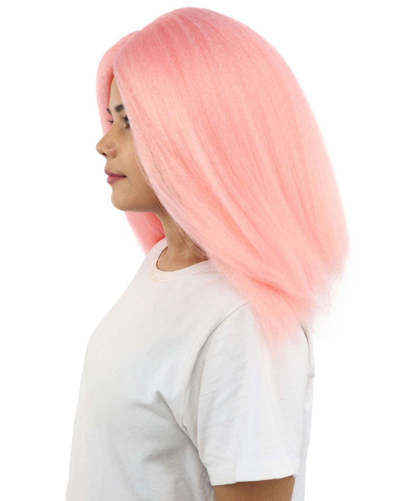 HPO Adult Women's Long Rounded Cartoon Hair Wig | Multiple Color Options | Bubble Bob, Deep Side Part, Heat Friendly Synthetic Strands & Breathable Net | Fancy Dress, Stage Show, Animated Character Events, Halloween & Festival