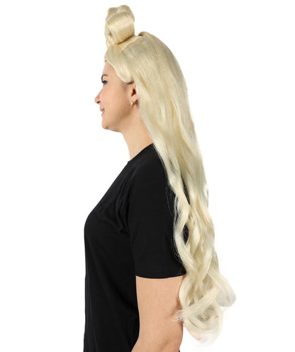 HPO Women's Long Curl Wig with Ring , Multiple Color Options , Flame-retardant Synthetic Fiber