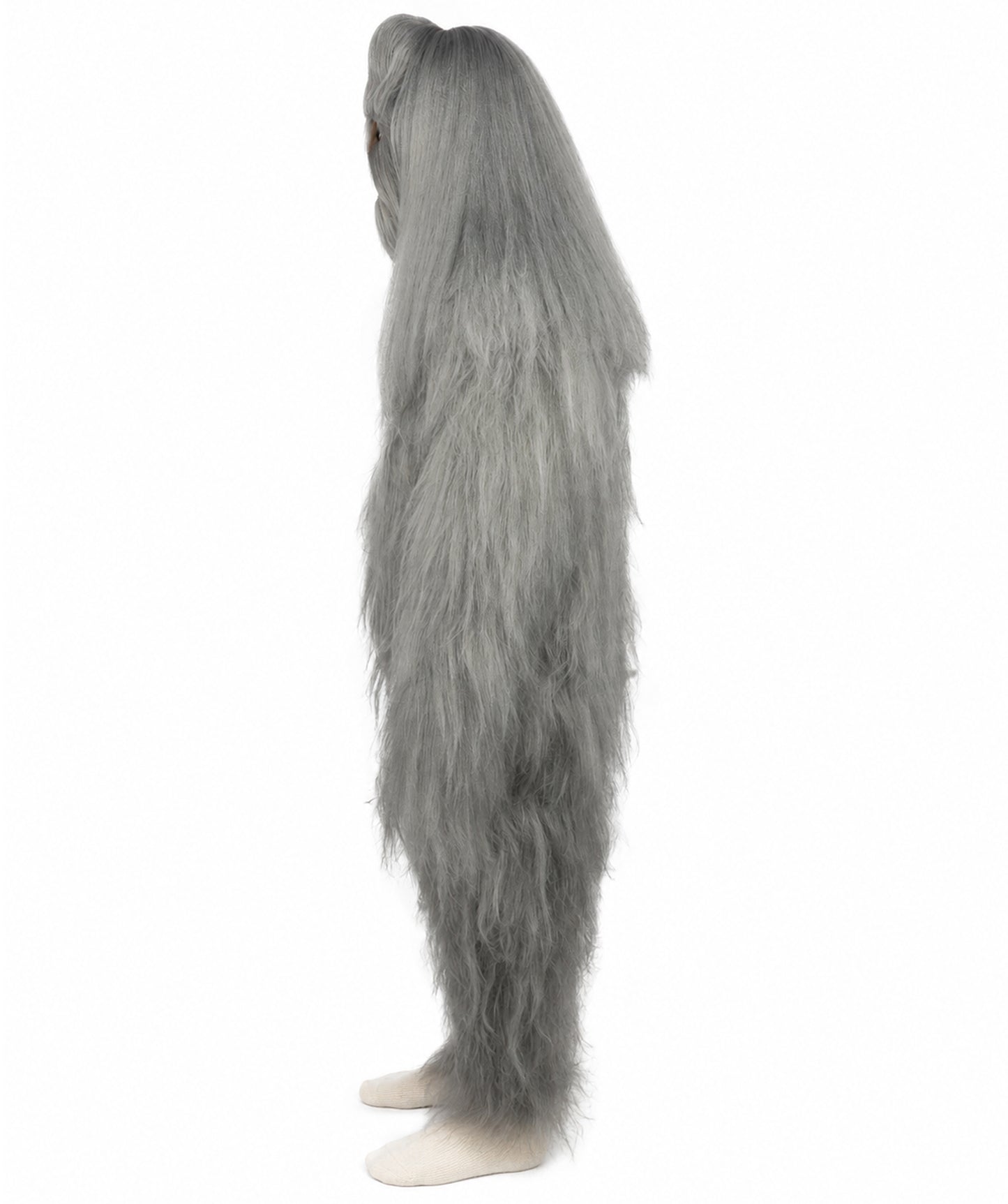 HPO Unisex Extreme Hairy Person Costume, Mask and Bundle - Full-Body Hair Suit Extra-Long Ash Brown Costume Wig for Halloween, Cosplay & Parties