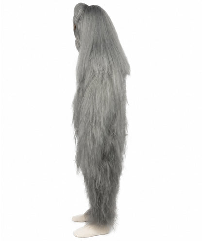 HPO Unisex Extreme Hairy Person Costume, Mask and Bundle - Full-Body Hair Suit Extra-Long Ash Brown Costume Wig for Halloween, Cosplay & Parties