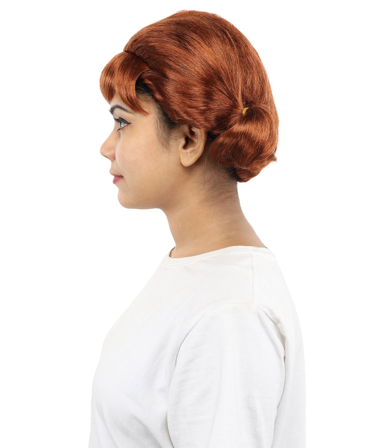 HPO Women's Soft Side Bun Hairstyle Light Brown Bangs Wig | Capless Cap Design | Ideal for Halloween,Dress-Up, Cosplay Parties