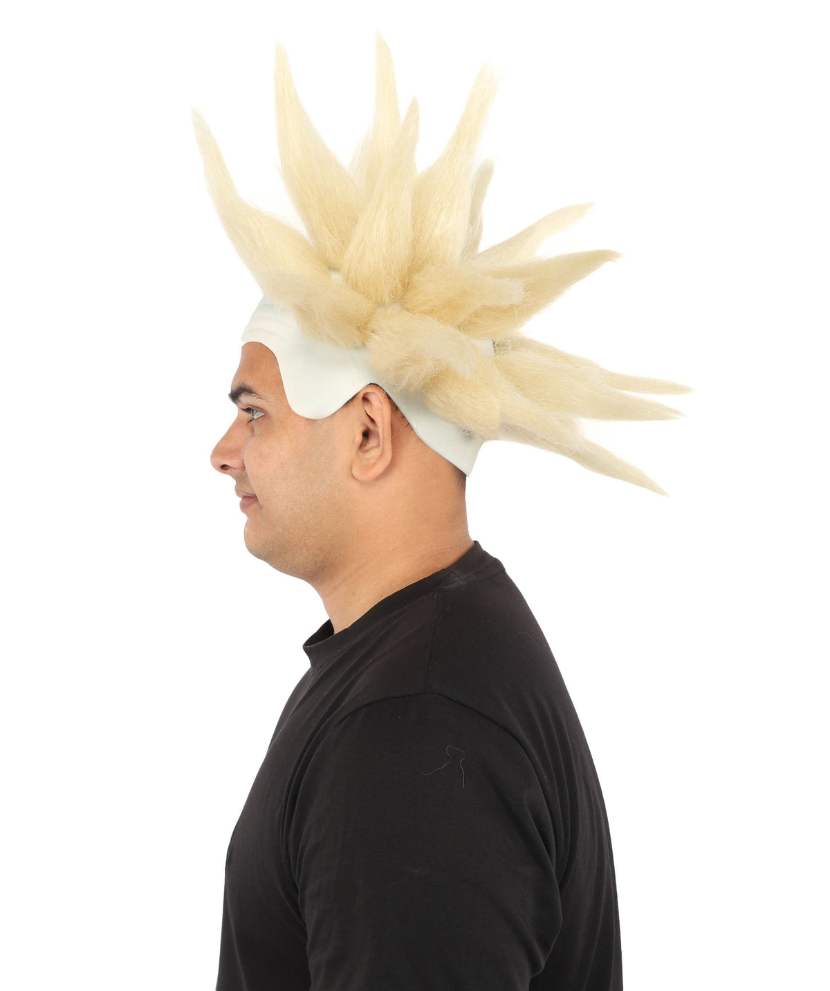 HPO Adult Men's Spiky Bald Illusion Wig | Multiple Color Options  |  Two-tone vibrant hue, create of synthetic fiber, stiff spiked volume, integrated forehead piece | Party, Halloween, theater, drag, performance, costume events