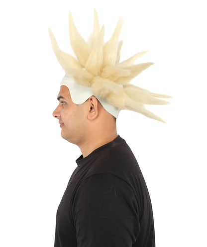 HPO Adult Men's Spiky Bald Illusion Wig | Multiple Color Options  |  Two-tone vibrant hue, create of synthetic fiber, stiff spiked volume, integrated forehead piece | Party, Halloween, theater, drag, performance, costume events
