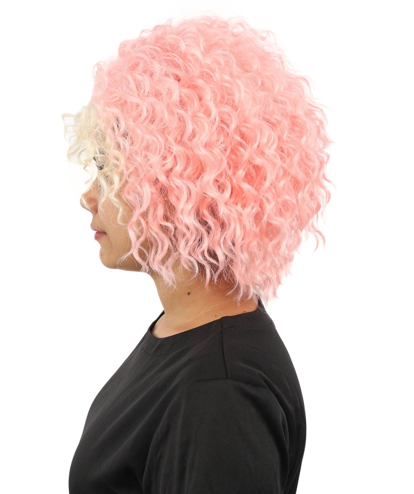HPO Adult Women's Messy Teased Spiky Multicolor Wig | Curly Two-tone vibrant hue, create of synthetic fiber, extreme textured volume, breathable capless base | Party, Halloween, theater, drag, performance, costume events