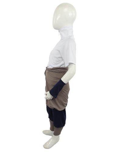 HPO Men's Ninja Warrior Outfit Costume | Soft Jersey Fabric Construction with Layered Tunic Pants and Arm Guards | Ideal for Cosplay, Halloween, Themed Party, and Anime Conventions