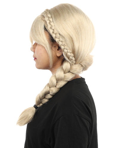 HPO Women’s Blonde Braided Wig – Princess Inspired Long Braids for Cosplay, Fantasy Hair | Warrior Hairpiece for Themed Events, Costume Parties & Creative Dress Up