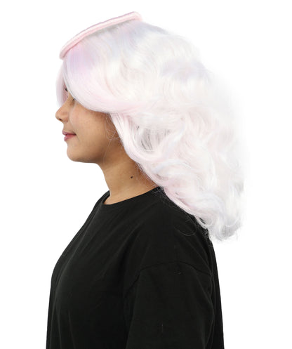 HPO Women's Novelty Wig | Light Pastel Pink & White Synthetic Hairpiece | Soft, Fluffy, Anime-Inspired Style with Adjustable Cap for Halloween, Parties & Stage