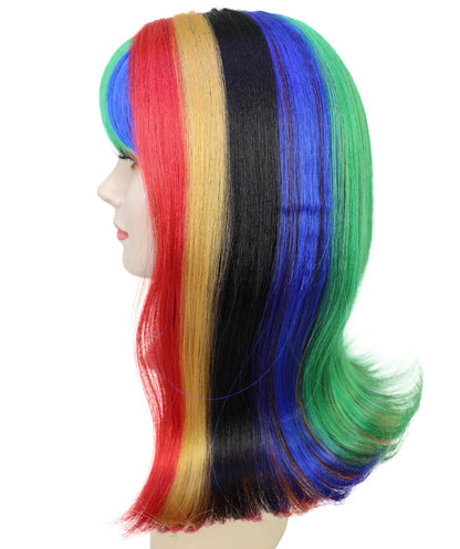 Women's Light Up Rainbow Wig | Vibrant Halloween Costume Hair for Parties | Breathable Capless Cap