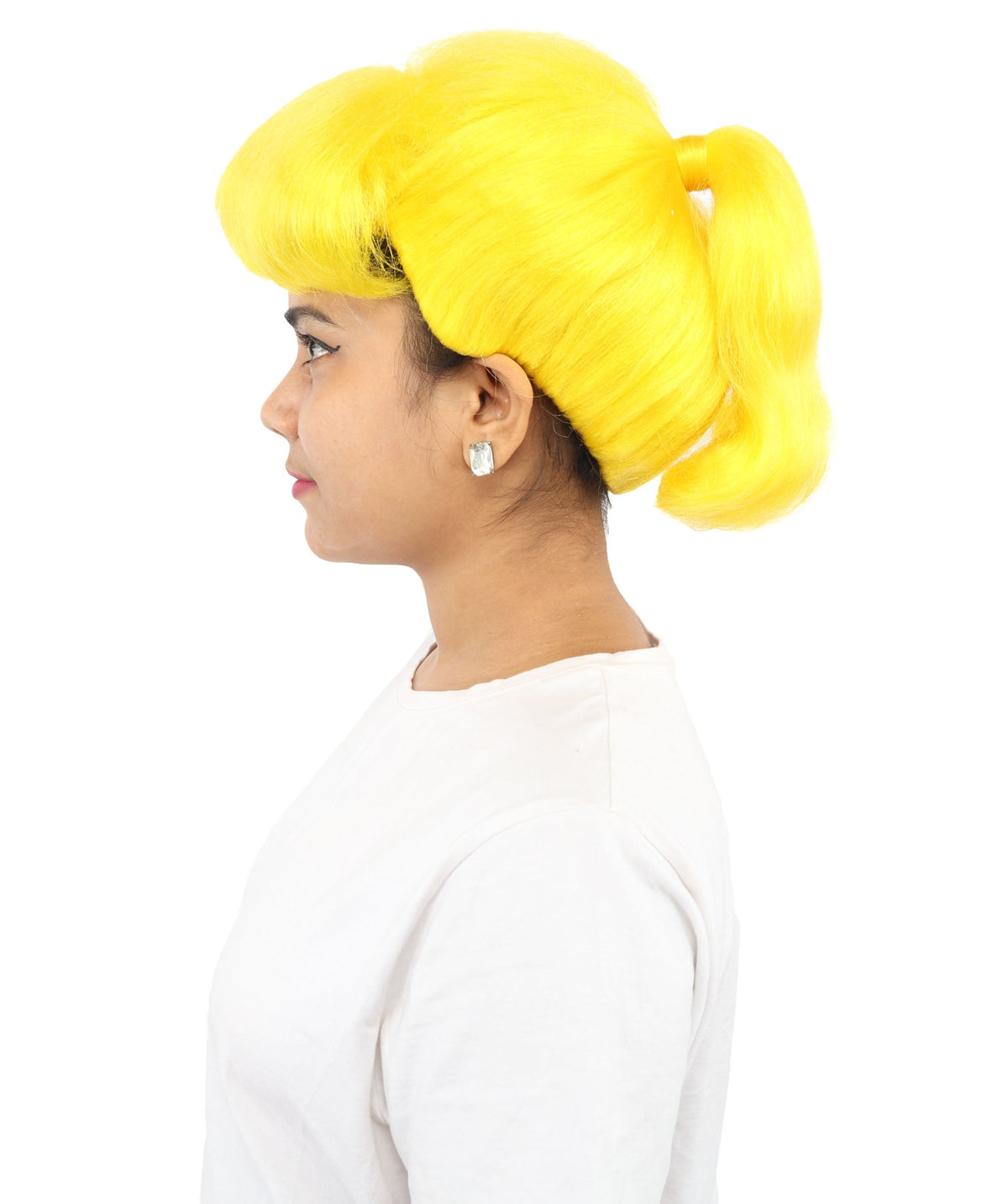 HPO Adult Women's Retro Pin-Up Wig | Multicolor Options, create of synthetic fiber, vintage curled bumper bangs with rolled back, breathable base | Party, Halloween, theater, drag, performance, costume events