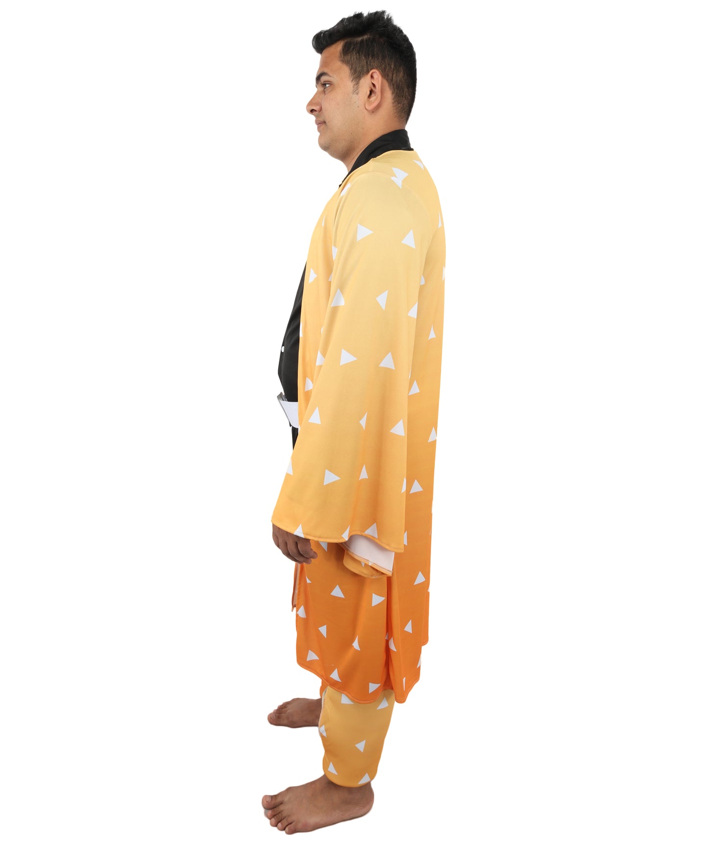 HPO Men’s Anime Checkerboard Cosplay Costume | Long Haori Jacket & Pants Outfit | Halloween, Conventions, Stage & Roleplay Outfit