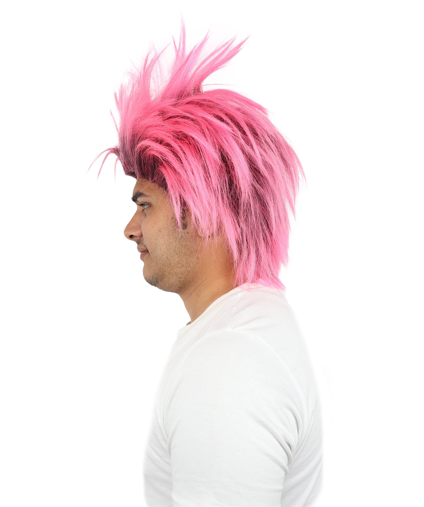 HPO Men's Party Punk Wig | Medium Spiky Multicolor Hairstyle with Adjustable Straps & Synthetic Fibers for Cosplay, Halloween, Carnival & Parties