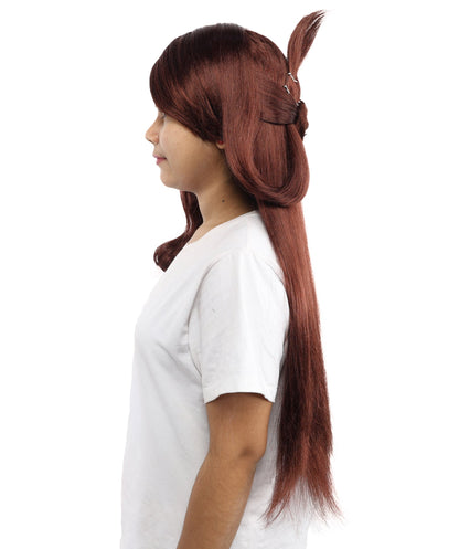 HPO Adult Women's Anime Character Wig | Multiple Color Options | Synthetic Fiber with Side Swept Bangs and Top Tuft | Halloween Party and Comic Con Events