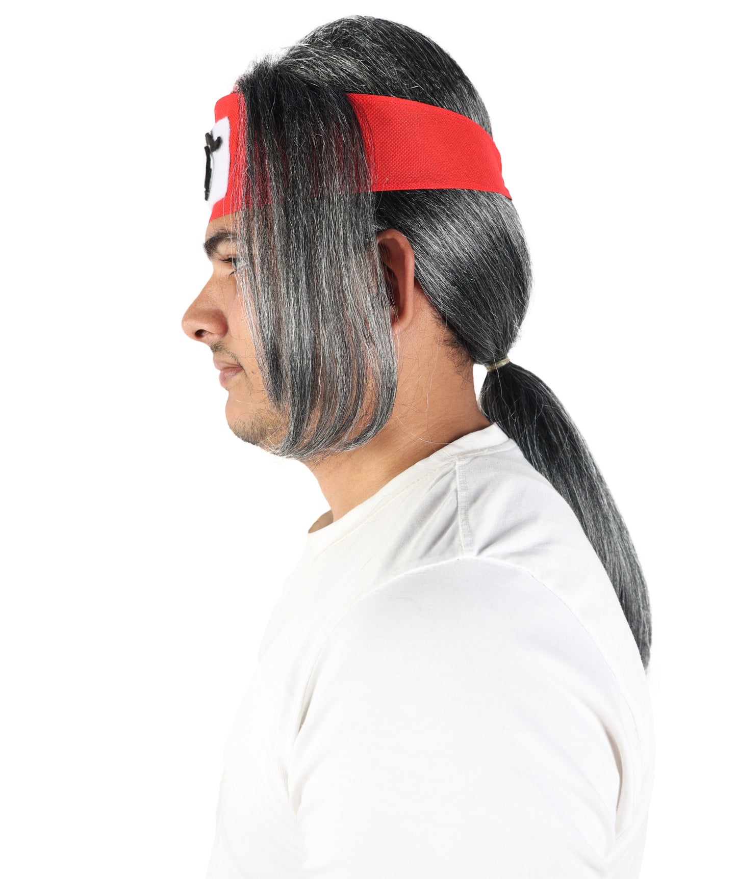HPO Adult Men’s Black & White Wig | Long Synthetic Hairpiece with Adjustable Fit | Ideal for Cosplay, Stage, Parties & Themed Events