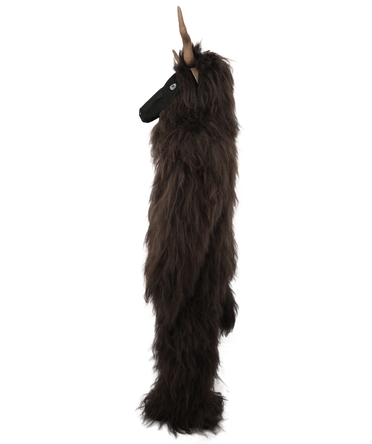 HPO Adult Men's Goat Fur Costume Bundle & Mask Set – Dark Brown Full Body Animal Outfit for Halloween and Cosplay  | Flame-Retardant Synthetic Fiber