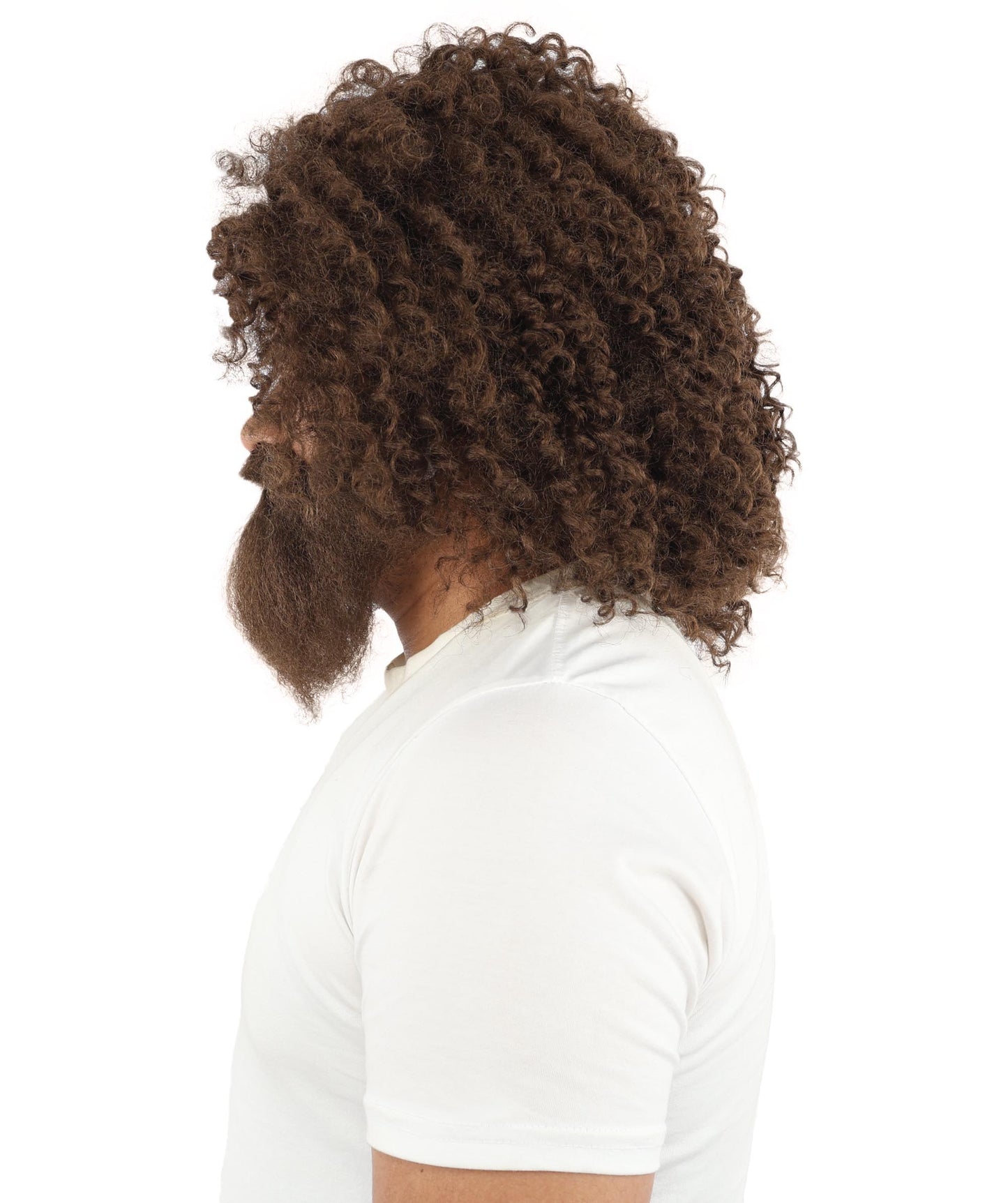 HPO Men's Wild Caveman Orange Wig Beard & Mustache Set | Massive Frizzy Orange Afro and Full Beard Set with Messy Texture | Prehistoric Costume, Viking Cosplay, Halloween, and Funny Party Props