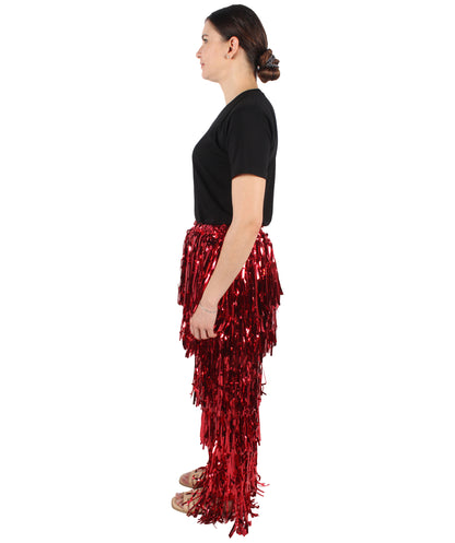 HPO Adult Women's Tinsel Fringed Tiered Multiple Color Options Trousers, Perfect for Halloween, Flame-retardant Synthetic Material