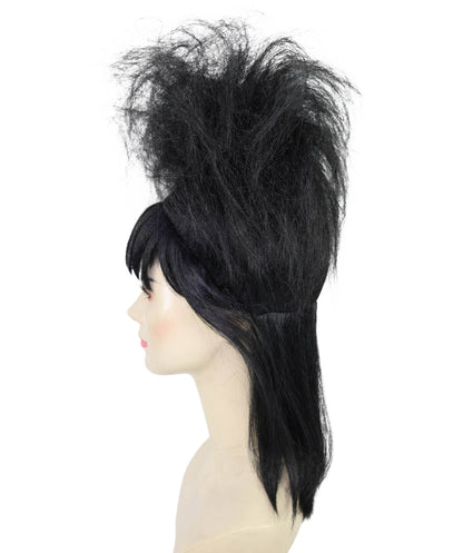 HPO Adult Female BTJ-Lydia Wig – Black Straight Wigs with Bangs, Perfect for Halloween and Cosplay, Theater and Iconic Character Transformations, Breathable Capless Cap