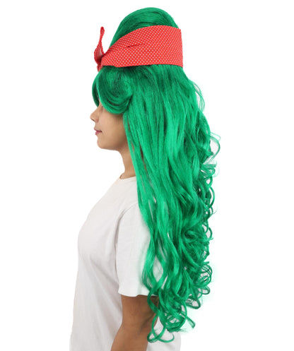 HPO Women’s Retro Beehive Wig with Red Bow | Multicolor Options | Extra Long Wavy Fancy Dress Accessory | Fancy Dress Accessory | Celebrity-Inspired Hair for Halloween, Cosplay & Music Tribute Parties
