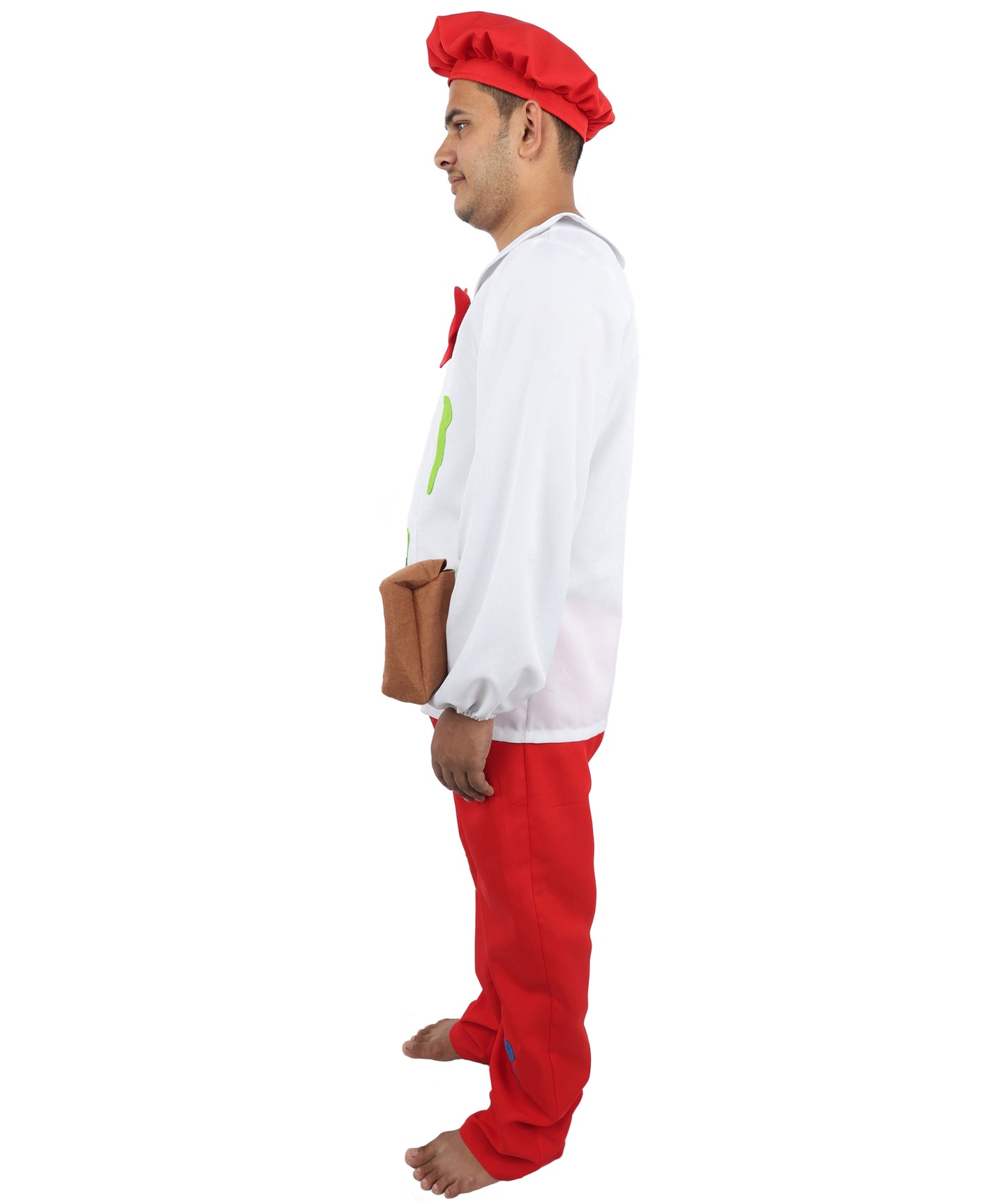 HPO Painter Men’s Costume with Hat – White and Red Themed Outfit  | Creative Fancy Dress for Parties and Social Events