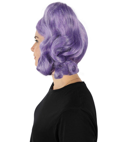 HPO Women's Long Puffy Purple High Pigtails Wig with Accesories | Halloween Wig | Flame-retardant Synthetic Fiber