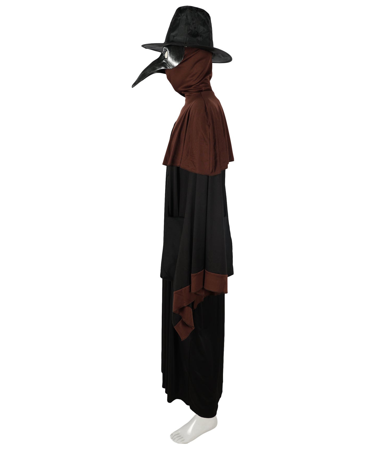 HPO Adult Men’s Plague Doctor Costume Set | Robe, Bird Beak Mask & Wide-Brim Hat | Adjustable Fit | For Halloween & Historical-Themed Events