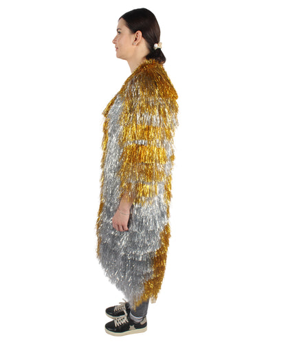 HPO Women's Gold & Glitter Thin Tinsel Trenchcoat, Perfect for Halloween