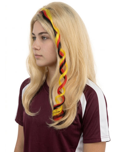 HPO Women's National Flag Hair Streak | Crafted from Flame-retardant Synthetic Febric with a textured spiral construction | Ideal for theater, drag, and costume events