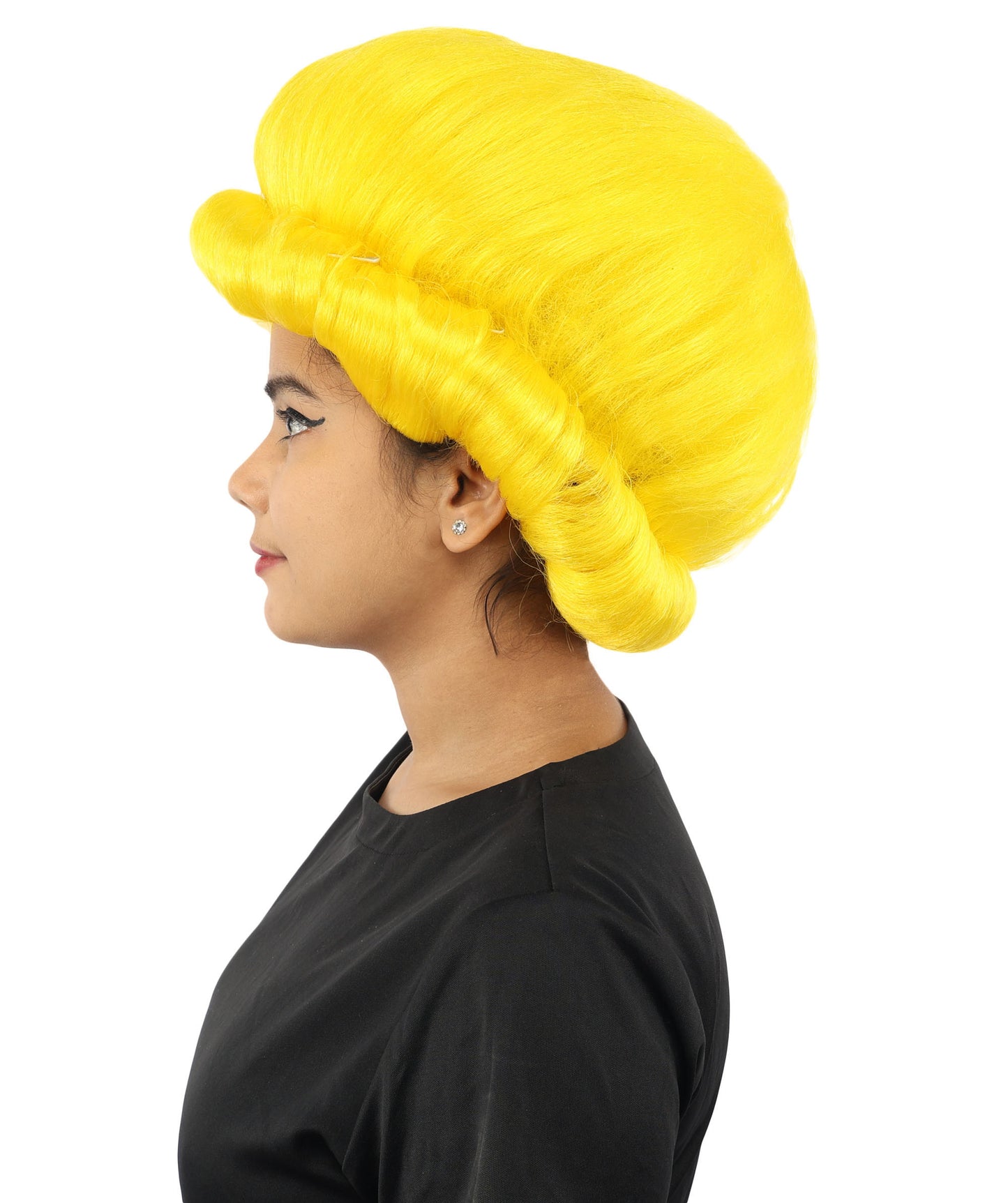 HPO Women's Voluminous Golden Blonde Grandma Wig | Medium Puffy Afro Style with Silver Texture, Synthetic Fiber & Adjustable Fit | Halloween, 100th Day of School, Theater & Funny Costume