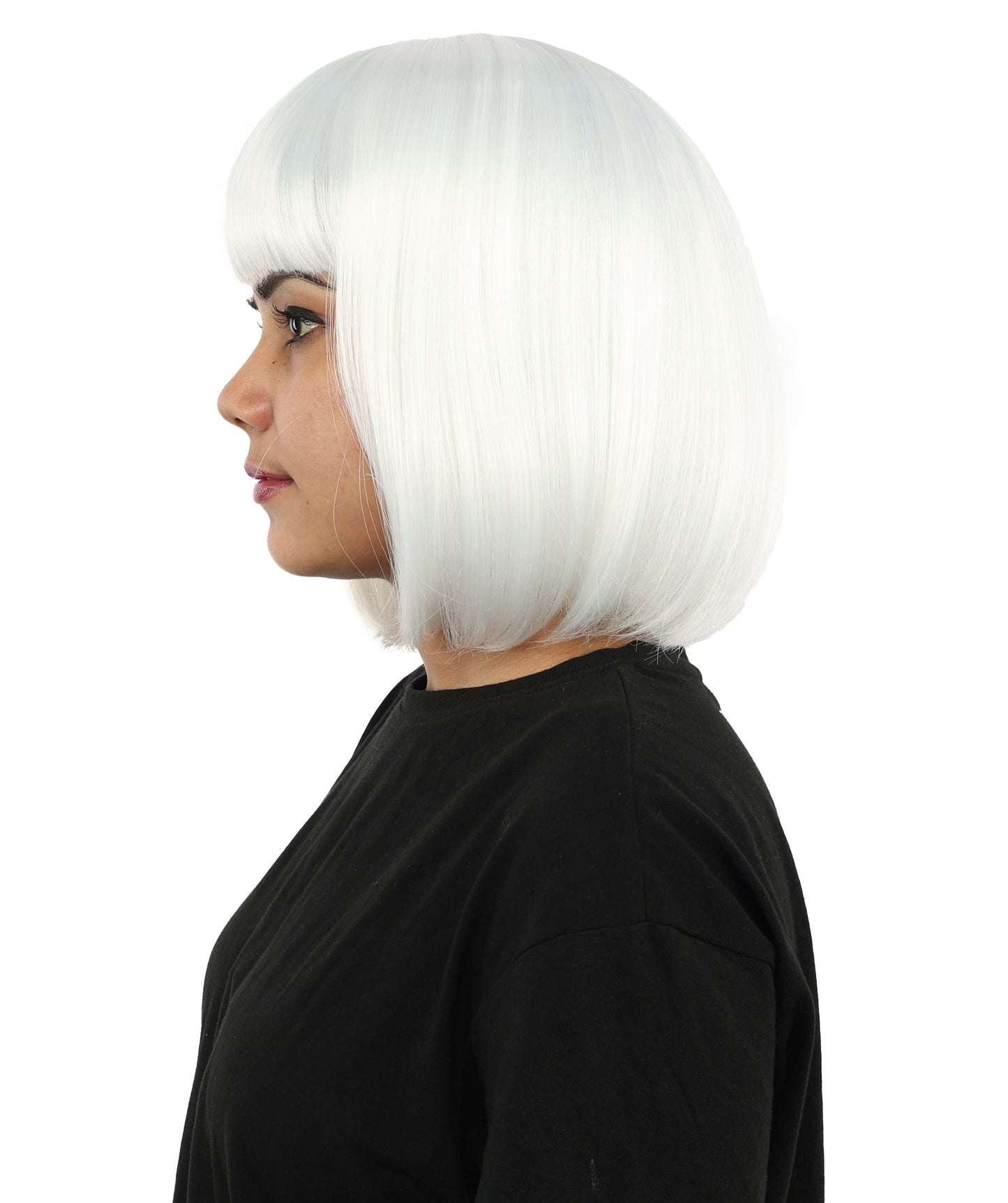 Adult Women’s Medium Bob Wig with Bangs – Layered Hairstyle with Soft Synthetic Fibers & Smooth Texture With Standard Cap | Stylish Hairpiece for Cosplay, Parties & Photo Shoots | Multicolor Options