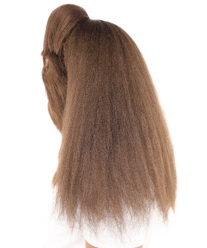 HPO Unisex Extreme Hairy Person Costume, Mask and Bundle - Full-Body Hair Suit Extra-Long Ash Brown Costume Wig for Halloween, Cosplay & Parties