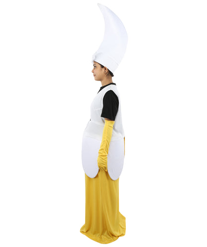 HPO Women's Fun Banana Costume – Yellow & White Playful Fruit Style Outfit – Soft Structured Design for Halloween & Cosplay Parties