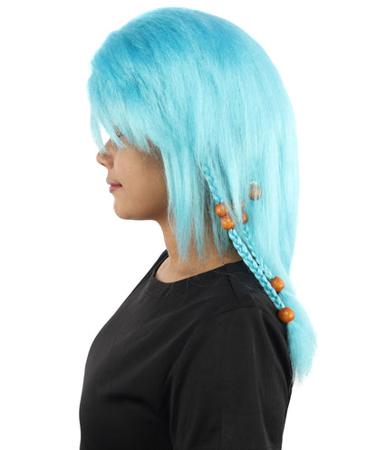 HPO Adult Women's Long Tribal Braided Wig | Multiple Color Options | Dark Shaggy Bob with Beaded Strands, Synthetic Fiber & Breathable Cap | Halloween, Sci-Fi Roleplay, Fantasy Costume