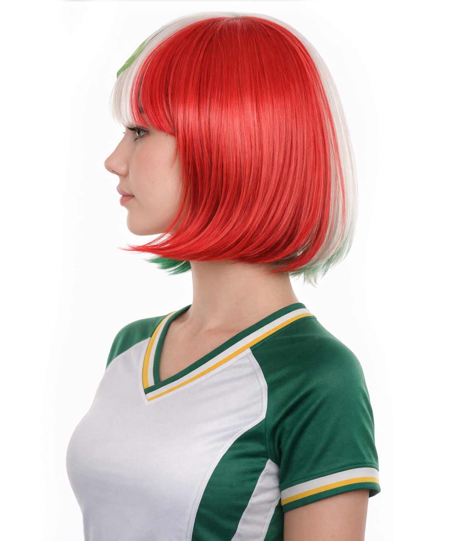 Women Patriotic Mexico Flag Bob Wig | Premium Breathable Capless Cap