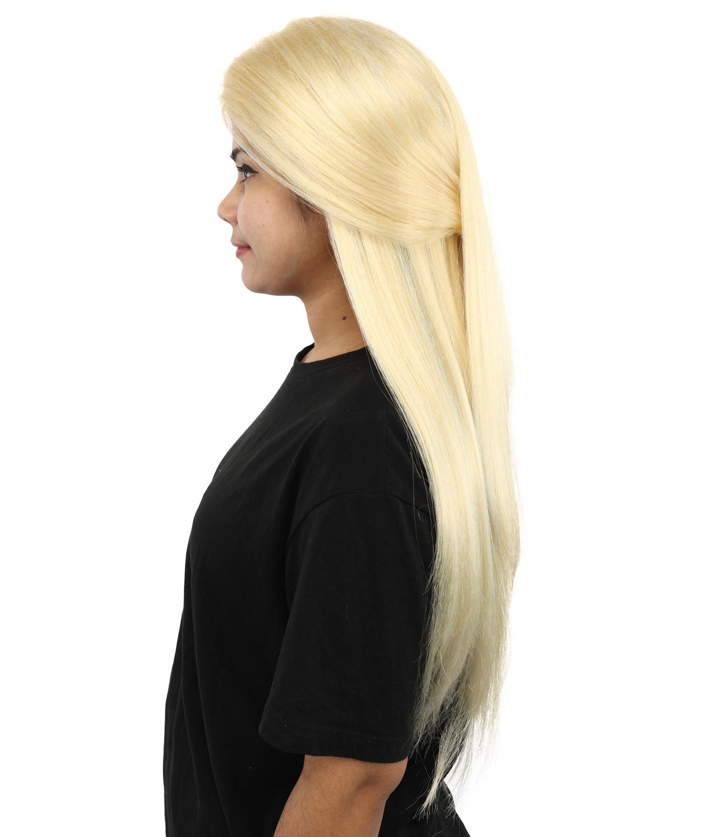 HPO Women's Deep Copper Plait Blonde Wig | 29-Inch Matte Synthetic Fiber, Heavy Single Braid Style, Center Part | Halloween, Carnival, Theater, Fantasy Events