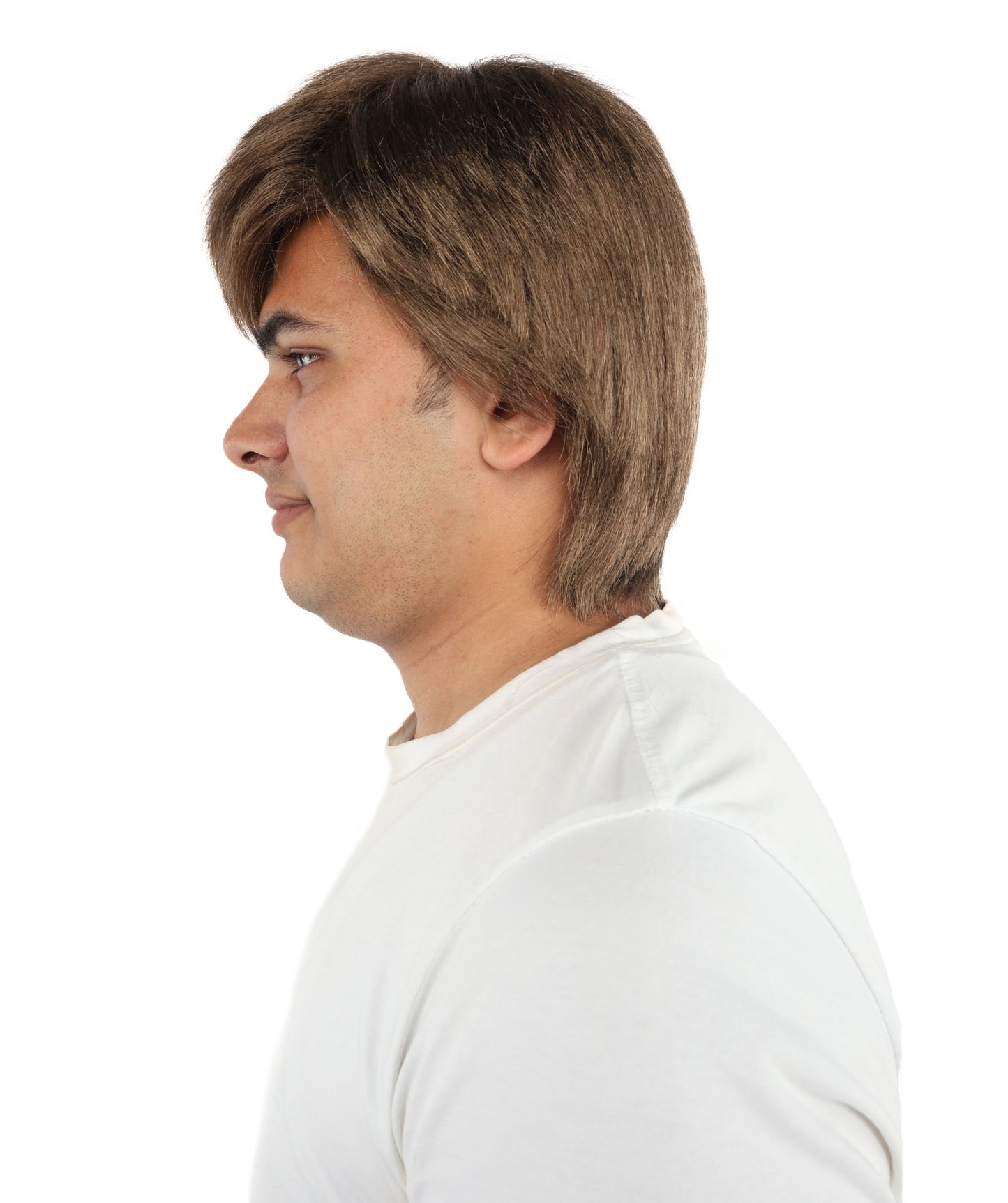 HPO Men's Classic Bowl Cut Wig | Short Brown Synthetic Hair Wig | Retro 80s Cosplay & Costume Accessory for Halloween & Roleplay