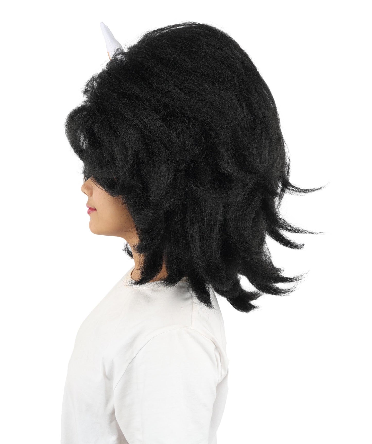 HPO Adult Women's Long Red Bob Wig | Straight Shoulder-Length Black Hair with Blunt Bangs, Included Accessory Set & Breathable Cap | Halloween, Anime Roleplay, Costume Party & Daily Wear