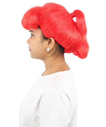 HPO Adult Women's Retro Pin-Up Wig | Multicolor Options, create of synthetic fiber, vintage curled bumper bangs with rolled back, breathable base | Party, Halloween, theater, drag, performance, costume events